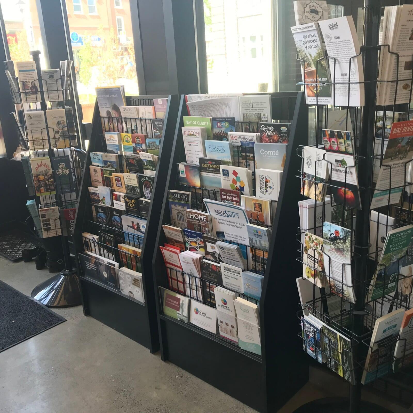 shelves filled with business brochures